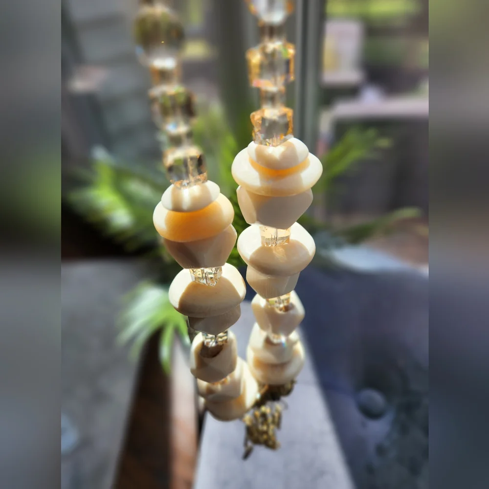 ✨️Ivory bone beads, Crystals, Tassel Focal Statement Necklace- Handcrafted✨️ - Picture 13 of 13